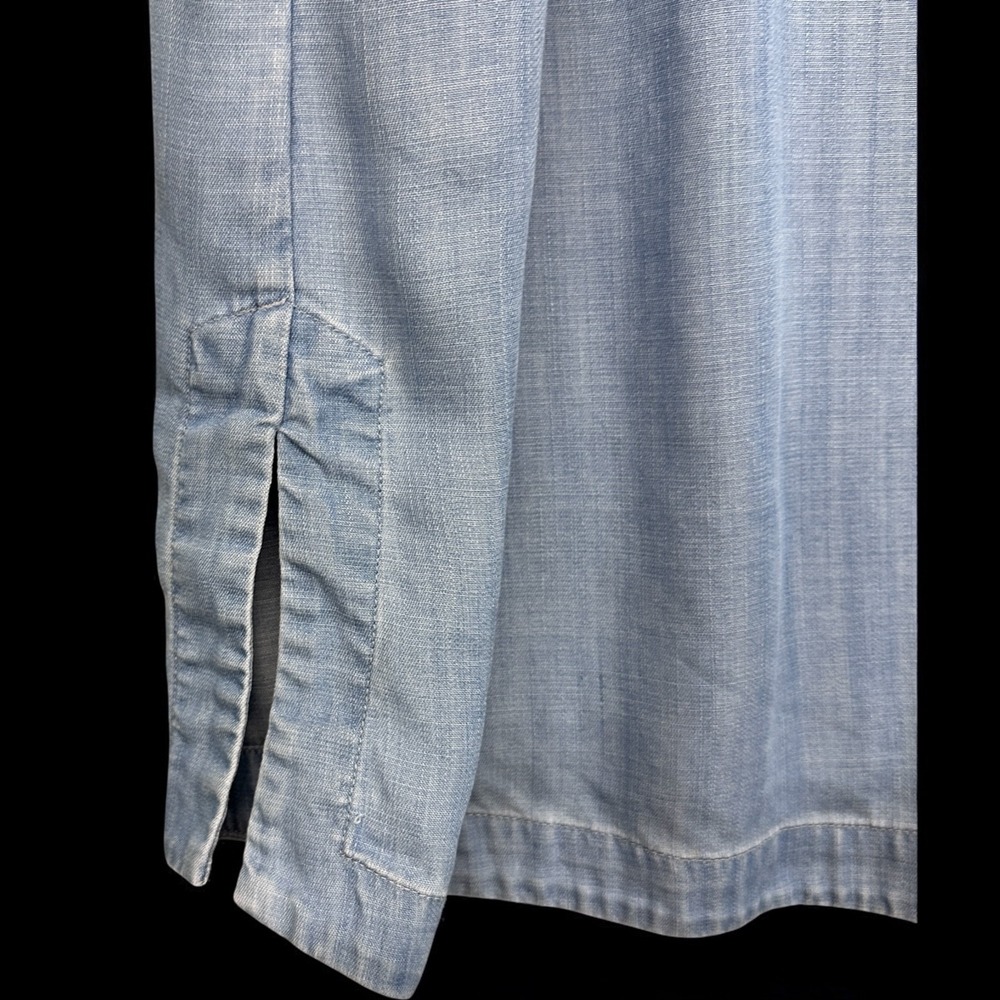 Tommy Bahama Blue Chambray Shirt Dress Coastal Grandma Weekend Size Medium - Picture 12 of 16